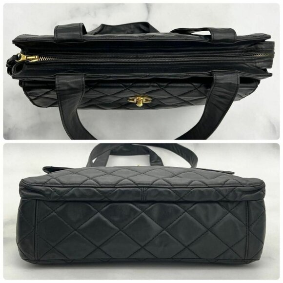 Authentic CHANEL CC Vintage Matelasse Turnlock Shoulder Bag Leather Black Chain - Picture 5 of 10